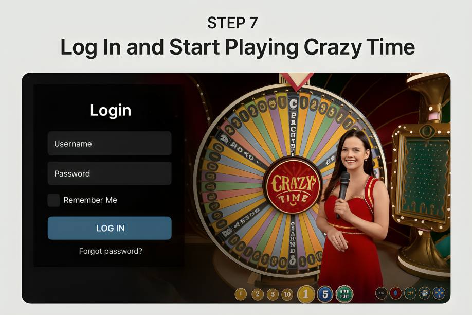 Step 7: Log In and Start Playing Crazy Time